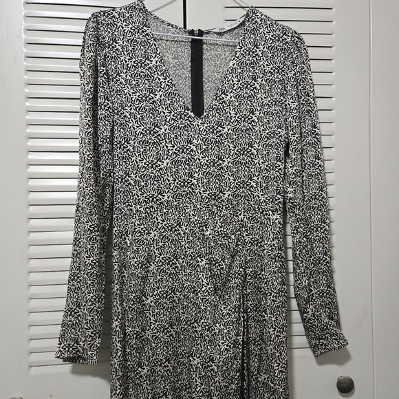 Zara Viscose Midi Dress White And Black Size S - Picture 5 of 7